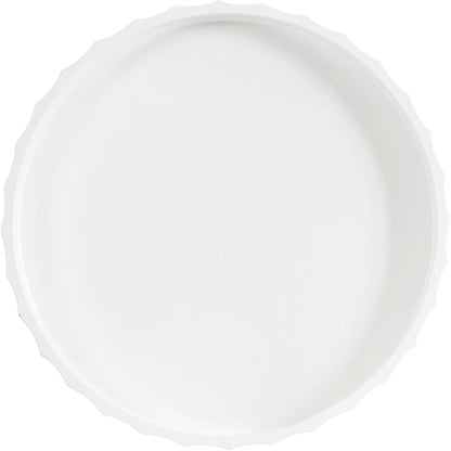 Kate and Laurel Lissi Decorative Round Tray with Wavy Design; 16 Inch Diameter; White; Modern Scalloped Circle Serving Tray for Coffee Table Ottoman; Dining Table; or Entryway Catch-All Tray