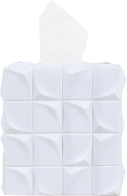 Hymmah Modern Square Tissue Box Cover Holder,Bathroom Accessories Decor Unique Design Tissue Box Cover for Bathroom Vanity Counter Tops Also Great for Bedrooms and Living Rooms