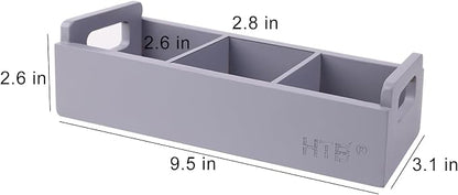 HTB Slim Tea Bag Organizer 2pcs, Grey 3 Compartments Tea Box Wooden with Handle for Small Space, Wood Tea Organizer for Tea Bags