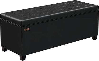 Synthetic leather Storage ottoman bench with legs,43.5”W x 15.7”D x 15.7”H,metal frame end of bed bench hold up to 770 LB,Large Storage Chest hold up to 770 LB,Black UASND622B