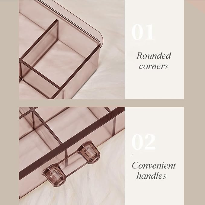 YUFONG Earring Storage Box Organizer 3 Drawers Acrylic Jewelry Storage Box Holder Transparent Jewelry Display Stand with 72 Small Compartments Gift for Women Girls (Clear Purple Brown)