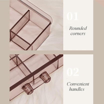 YUFONG Earring Storage Box Organizer 3 Drawers Acrylic Jewelry Storage Box Holder Transparent Jewelry Display Stand with 72 Small Compartments Gift for Women Girls (Clear Purple Brown)