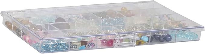 Everything Mary 21-Compartment Bead Storage Box – Clear Organizer for Diamond Painting, Jewelry, Craft Beads & Tools – Durable Plastic Case for Diamond Art, Small Items & DIY Projects