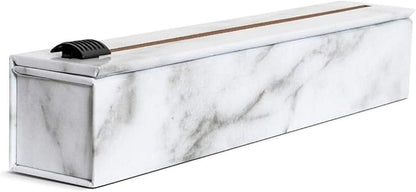 ChicWrap Carrara Marble Refillable Foil Dispenser - Includes One 12"x 30' Roll of Professional Grade Aluminum Foil - Reusable Dispenser w/Slide Cutter - Kosher Certified