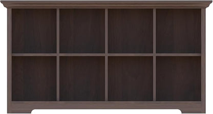 Cube Shelf Bookcase with Base - Wooden 2 Tiers Floor Standing Low Storage Cabinet for Home and Office, 8-Cube Lattice Bookshelf, Walnut