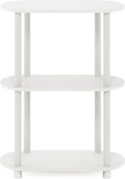 Furinno Turn-N-Tube No Tools 3-Tier Modern Oval Side Display Rack, White/Virgin White