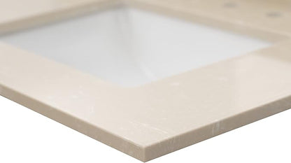 MSI Cosmic Sand Vanity Top with Under Mount Rectangle Double Bowl Ceramic Sinks, Engineered Marble Stone, 4" CC Faucet Holes, 61"X22"