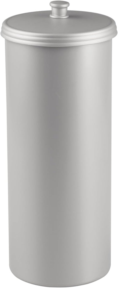 iDesign Freestanding Bathroom Toilet Paper Storage Holder with Lid for 3 Extra Rolls, Silver (Pack of 4)