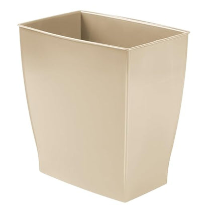 iDesign Small Plastic Bathroom Trash Can, Slim Rectangle Garbage Bin for Bedroom, Office, Dorm, Brown