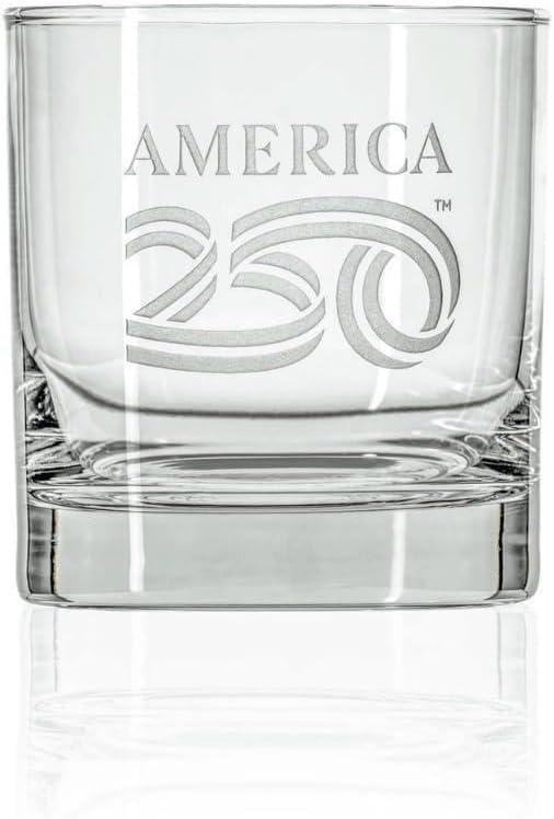 Rolf Glass 1776 10oz On the Rocks Whiskey Glass | America250™ Officially Licensed | America's 250th Anniversary Commemorative Glass | Made in the USA | Hand Engraved Logo | Packaged in Gift Box