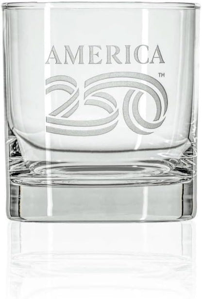 Rolf Glass 1776 10oz On the Rocks Whiskey Glass | America250™ Officially Licensed | America's 250th Anniversary Commemorative Glass | Made in the USA | Hand Engraved Logo | Packaged in Gift Box