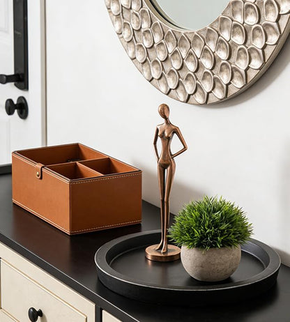 Hanobe Candle Plate Holder Tray: Round Wood Decorative Candle Plate - Rustic Farmhouse CoffeeTable Decor - Tealight Pillar Trays for Home Decor (Black)