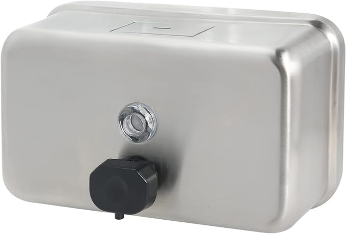 Stardrix Heavy Duty Stainless Steel Wall Mount Soap Dispenser, 1100ml/37oz, with Corrosion Proof Lining and Anti-Leak Pump for Commercial & Home Bathroom Kitchen (Horizontal)