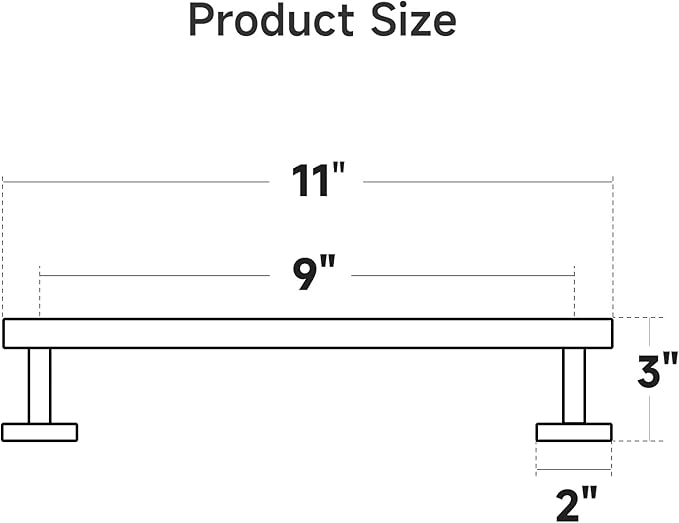 USHOWER Brushed Nickel Hand Towel Bar, 9-Inch Towel Racks for Bathroom Wall-Mounted, SUS304 Stainless Steel Towel Rod (Total Length 11-Inch)