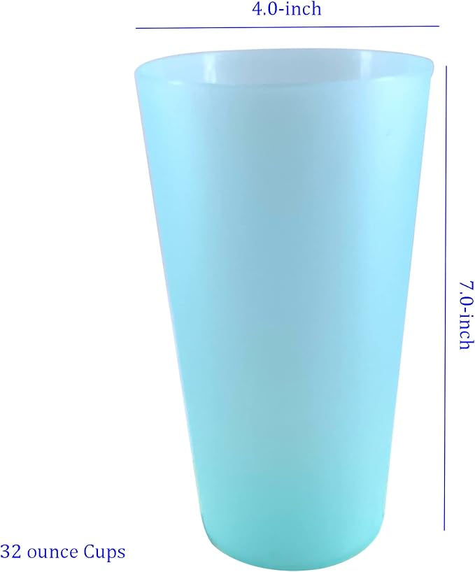 AOYITE Large Plastic Cups 32 oz - Reusable Big Drinking Cup set of 12 - BPA Free Dishwasher Safe Tall Drinking Glasses - Unbreakable Water Tumblers for Kids Kitchen Outdoor