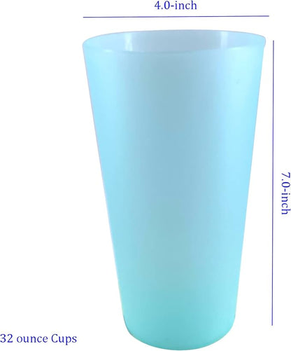 AOYITE Large Plastic Cups 32 oz - Reusable Big Drinking Cup set of 12 - BPA Free Dishwasher Safe Tall Drinking Glasses - Unbreakable Water Tumblers for Kids Kitchen Outdoor