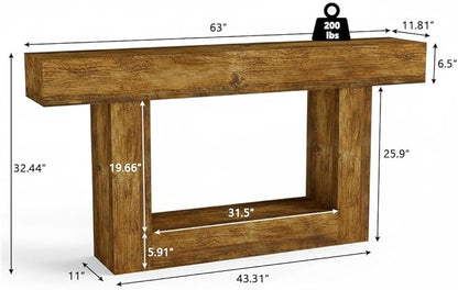 Spaco 63'' Long Console Table,2 Tier Farmhouse Entryway Table Sofa Table with Storage,Wood Behind Couch Table for Living Room, Hallway,Foyer