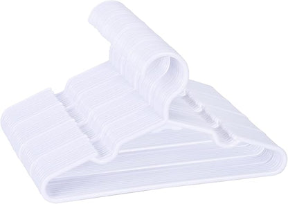 60 Pack White Kids Hangers 11.6 Inch - Baby Clothes Hangers for Toddler & Child, Durable Plastic Children's Hangers for Closet, Pants, Coats, Skirts (Non-Slip, Space-Saving)