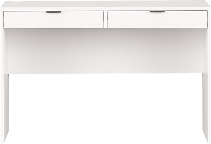 Prepac 46" Writing Desk – Computer Desk with 2 Drawers, White Office Desk for Home Office or Bedroom