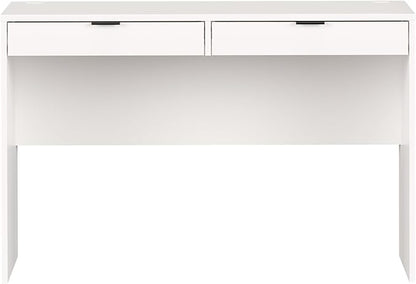 Prepac 46" Writing Desk – Computer Desk with 2 Drawers, White Office Desk for Home Office or Bedroom