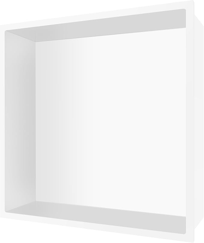 Shower Niche No Tile Needed, 12 x 12 White Shower Niche Insert Tile Ready, Recessed for Shower Wall Bathroom Storage Over Mount Installation