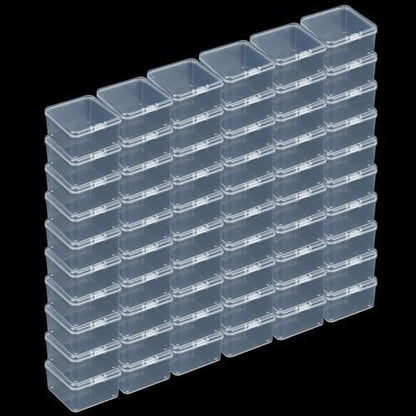 LJY 60 Pieces Square Mini Clear Plastic Storage Containers Box Case with Lids for Small Items and Other Craft Projects (Transparent, 2.5 x 2.5 x 1.4 inch)