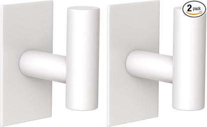 VAEHOLD Wall Towel Hooks, Heavy Duty Sticky Holder Waterproof Towel Hooks for Hanging Coat, Clothes, Closet Hook Wall Mount for Kitchen (White, 2 Pack)