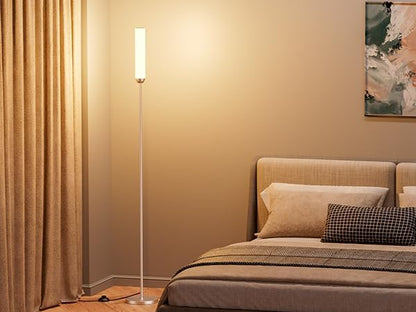Ambimall LED Floor Lamp with Remote Control, 65" Standing lamp with Stepless Adjustable 3000K-6500K Colors & 30-100% Brightness, Foot Switch(Champagne Gold)