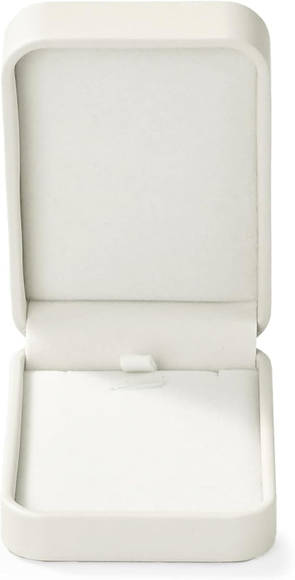 Leather Necklace Box Necklace Gift Box Velvet Interior Pendant jewelry Case Long Chain Display Storage Case for Anniversary Wedding Birthday Mother's Day Gifts (White)