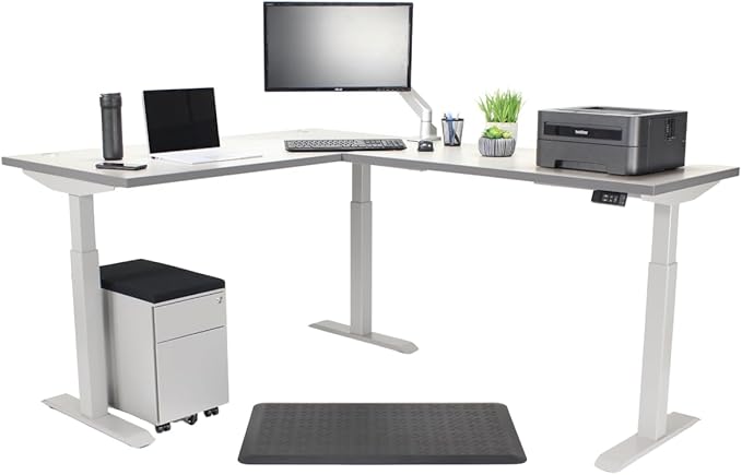 Lift It Electric L-Shaped Standing Desk 72"x30" with 48"x24" Return - Dual Motor Height Adjustable Corner Desk, 4 Memory Presets, USB Charging, Grey Top Silver Frame