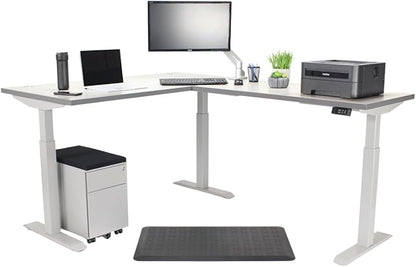 Lift It Electric L-Shaped Standing Desk 72"x30" with 48"x24" Return - Dual Motor Height Adjustable Corner Desk, 4 Memory Presets, USB Charging, Grey Top Silver Frame