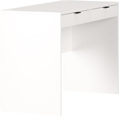 Prepac 46" Writing Desk – Computer Desk with 2 Drawers, White Office Desk for Home Office or Bedroom