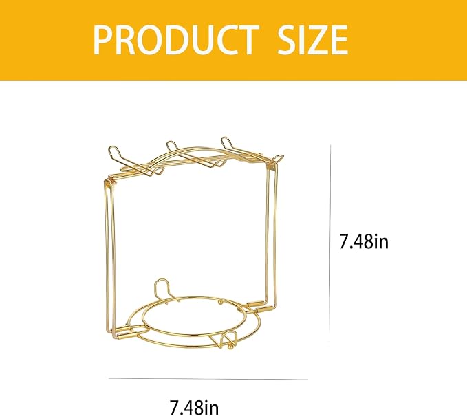 Gold Metal Cup and Saucer Display Stand Tea and Coffee Cup Holder for Countertop, Coffee Station Organizer for Home or Bar Decor