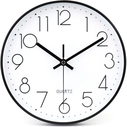 jomparis 10 Inch Black Wall Clock Battery Operated Silent & Non-Ticking Wall Clock Classic Clock for Home, Office, Bedroom, School