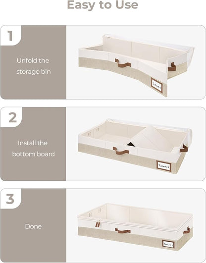 StorageWorks Large Under Bed Storage Containers with Handles and Label Holder, 2 Pack Ultra-thick Fabric Underbed Bins, Closet Organizer for Clothes, Blankets, Sweater