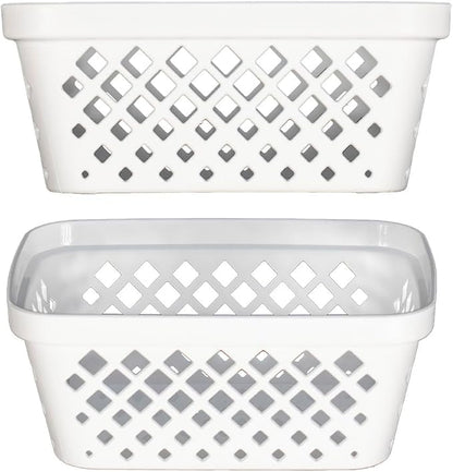Glad Plastic Storage Basket Set - Multipurpose Drawer Trays, Kitchen Pantry Containers, and Bathroom Bins - 9 Pack Small Organizers, White, 6.25"L x 4.6"W x 2.7"H