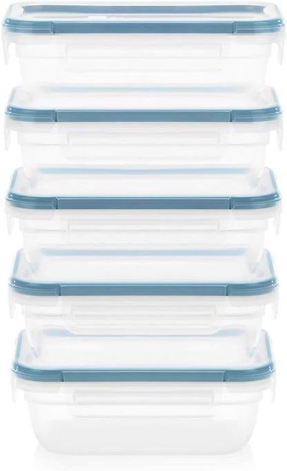Snapware Total Solutions (5-Pack, 3 Cup) Plastic Food Storage Containers Set, Airtight & Leakproof Locking BPA-Free Lids Tupperware, Freezer Dishwasher Microwave Safe