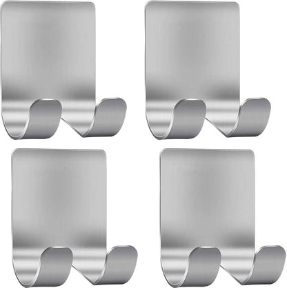 Deluxe Razor Holder for Shower-Hook Hanger Stand(4 Pack)Adhesive Stainless Steel Heavy Duty Utility Storage Hook,Shower Hook for Razor Bathroom Kitchen Organizer for Shaver Plug Robe Towel Loofah Coat