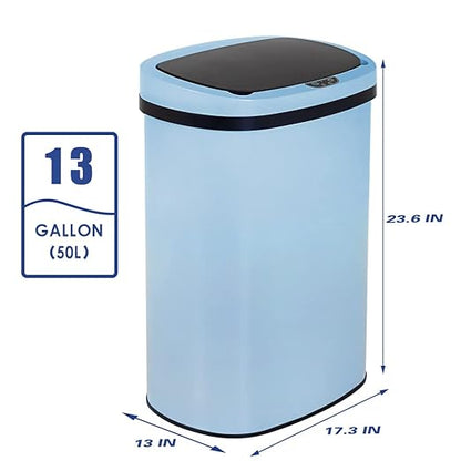 BestOffice Kitchen Trash Can with Lid, 13 Gallon Automatic Garbage Can for Bathroom Bedroom Home Office 50 Liter Touch Free High-Capacity Brushed Stainless Steel Waste Bin