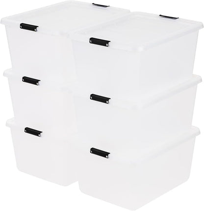 IRIS USA 32 Qt High-Capacity Clip Box 6-Pack, Craft Storage Bins with Latching Lids, Art & Writing Supply Containers for Home, Office & Classroom Organization