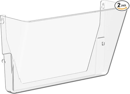 Gawerk 2 Pack Clear Single Pocket File Holder Hanging Wall Organizer, Wall Mount Mails Magazines Organizer for Office and Home (Clear, 1 Pack)