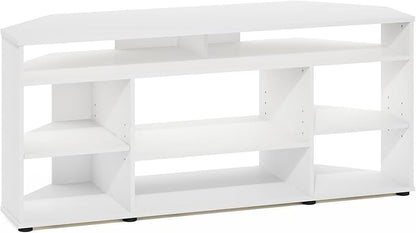 Furinno BESI TV Stand, No Tools Assembly Industrial Style Entertainment Center, TV Console for TV up to 46 Inch, for Living Room, Bedroom, White