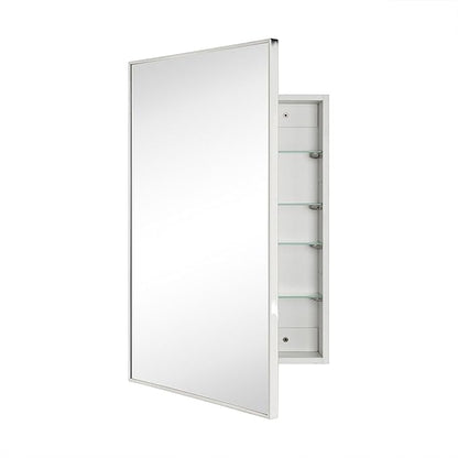 TEHOME 20'' x 30'' Polished Nickel Recessed and Surface Mount Bathroom Medicine Cabinet with Mirror Square Cornered Metal Framed Rounded Rectangle Medicine Cabinet Mirror