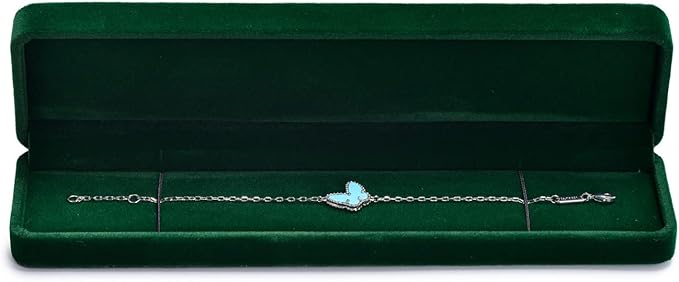 Green Small Long Chain Velvet Jewelry Gift Box for Necklace & Bracelet