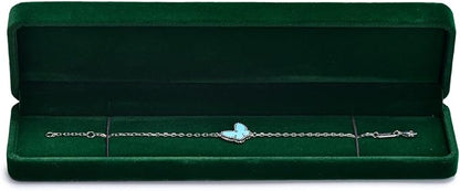 Green Small Long Chain Velvet Jewelry Gift Box for Necklace & Bracelet
