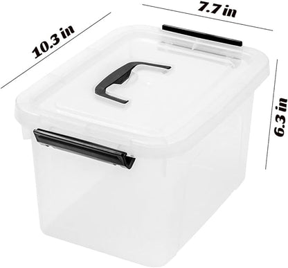 6 Quart Clear Storage Latch Box/Bins, 6-Pack Plastic Container with Latches and Lid