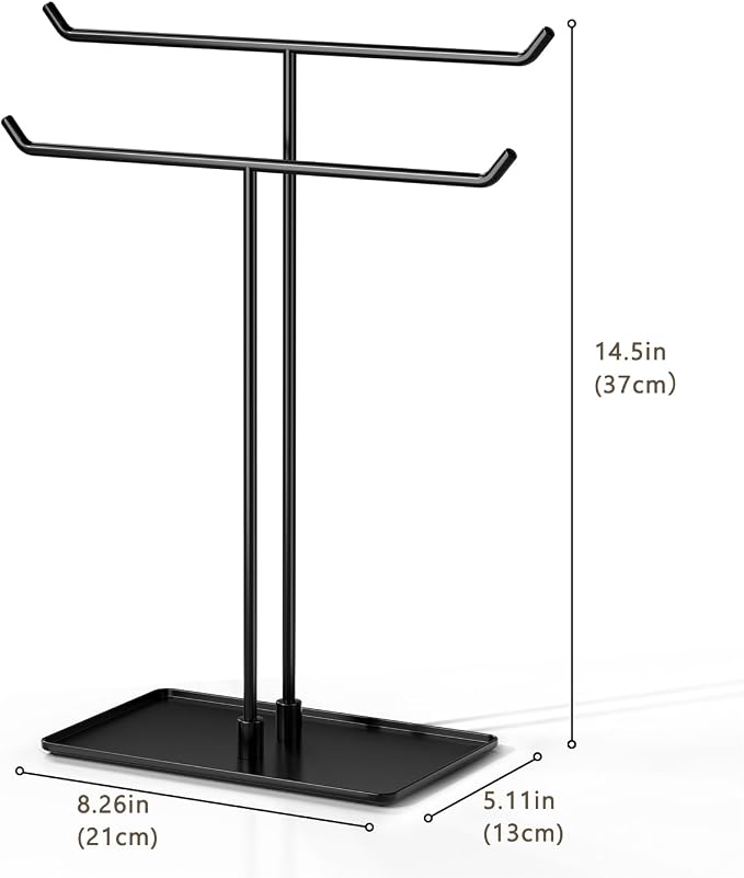 Bussdis Necklace Stand: Black Metal Necklace Organizer for Home Decor