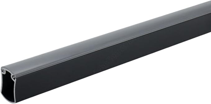 Premium hourglass closet rod - custom cut to size. Hourglass shaped wardrobe tube, protective top cover, seamless and reversible with ribbed and smooth sides. (Matte Black)