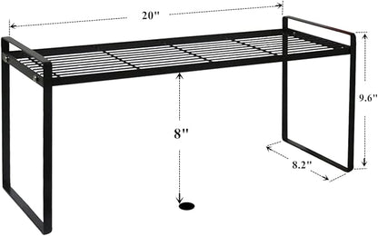Cabinet Shelf, 20" Kitchen Counter Shelf, Metal Wire Stackable Cupboard Spice Rack, Space Saving Countertop Orgainzer and Storage Rack Shelves for Kitchen Pantry Bathroom