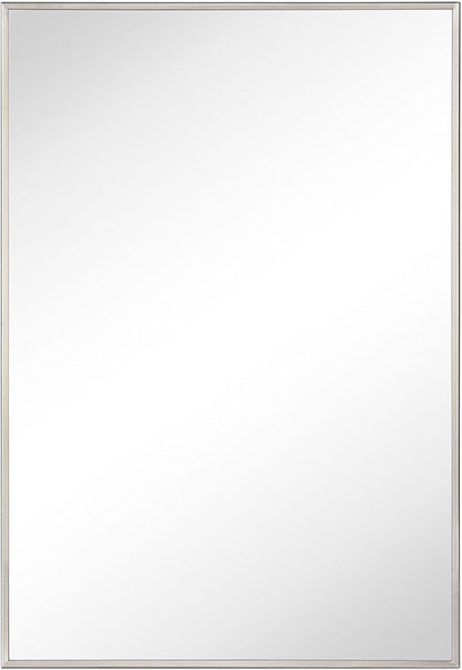 TEHOME 16.5'' x 24'' Brushed Nickel Recessed and Surface Mount Bathroom Medicine Cabinet with Mirror Square Cornered Metal Framed Rounded Rectangle Medicine Cabinet Mirror